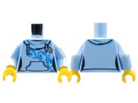 LEGO part Torso Female Hoodie with White Laces, Blue Scrollwork, Kangaroo Pocket and Back Print Pattern / Bright Light Blue Arms / Yellow Hands 973pb2680c01