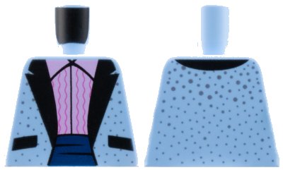 LEGO part Torso Tuxedo Jacket with Silver Dots, Bright Pink Ruffled Shirt Pattern (973pb2846)