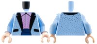 LEGO part Torso Tuxedo Jacket with Silver Dots, Bright Pink Ruffled Shirt Pattern / Bright Light Blue Arms with Silver Dots Pattern / Light Nougat Hands 973pb2846c01