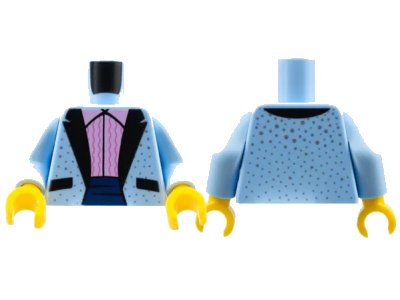 LEGO onderdeel Torso Tuxedo Jacket with Silver Dots, Bright Pink Ruffled Shirt Pattern / Bright Light Blue Arms / Yellow Hands (973pb2846c02)