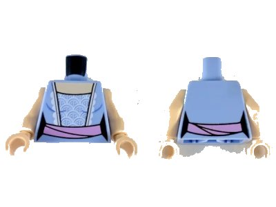 LEGO onderdeel Torso Female Dress with Light Nougat Neck, White Lace and Bright Pink Sash Pattern / Light Nougat Arms / Light Nougat Hands (973pb3551c01)