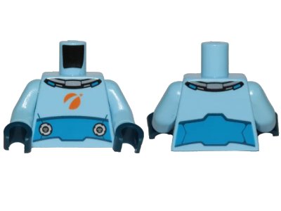 LEGO onderdeel Torso Spacesuit with Blue Wide Belt Pattern / Bright Light Blue Arms / Dark Blue Hands (973pb3554c01)