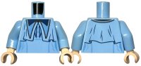 LEGO part Torso Female Blouse Top with Long Collar Ruffle and Medium Blue Lapels, Dark Blue Bow Tie Pattern / Bright Light Blue Arms / Light Nougat Hands 973pb3672c01