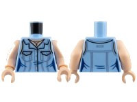 LEGO part Torso Female Sleeveless Button Up Blouse with Pockets and Sand Blue Stripes, Dark Brown Pendant Necklace, Light Nougat Neck and Shoulders Pattern / Light Nougat Arms / Light Nougat Hands 973pb3724c01