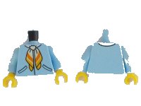 LEGO onderdeel Torso Jacket, Orange and Bright Light Orange Scarf and Black Pockets Pattern / Bright Light Blue Arms / Yellow Hands 973pb4532c01