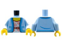 LEGO onderdeel Torso Female Jacket Open with Pockets over White and Coral Shirt with Belt and Flowers Pattern / Bright Light Blue Arms / Yellow Hands 973pb4540c01