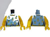 LEGO onderdeel Torso Female Knotted Shirt with Pineapples, Yellow Neck and Stomach Pattern / Yellow Arms / Yellow Hands 973pb5302c01
