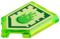 LEGO part Tile, Modified 2 x 3 Pentagonal with Nexo Power Shield Pattern - Slime Blast 22385pb034