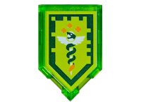 LEGO part Tile, Modified 2 x 3 Pentagonal with Nexo Power Shield Pattern - Serpent of Anti Virus 22385pb072