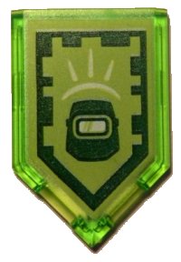 LEGO part Piastrella, Modificato 2 x 3 Pentagonale con Motivo Scudo Potenza Nexo - Maschera Esplosione 22385pb074