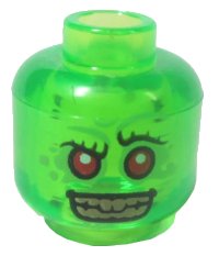 LEGO part Minifigure, Head Alien with Red Eyes and Silver Teeth Pattern 3626pb1342
