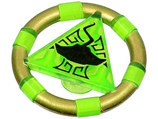 LEGO onderdeel Ring with Center Triangle with Gold Bands and Manta Ray Pattern (Atlantis Treasure Key) (87748pb05)