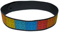 LEGO part Cloth Camera Strap with 2 Holes and Red, Orange, Yellow, Medium Azure, and Dark Azure 2 x 2 Plates Pattern 106543