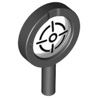 LEGO onderdeel Minifigure, Utensil Magnifying Glass Thick Frame and Solid Handle with Trans-Clear Lens with Crosshairs Pattern (10830c01pb01)