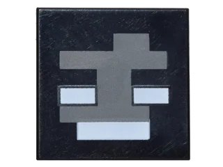 LEGO onderdeel Tile, Modified 2 x 2 Inverted with Pixelated Dark Bluish Gray and White Pattern (Minecraft Wither Face) (11203pb025)