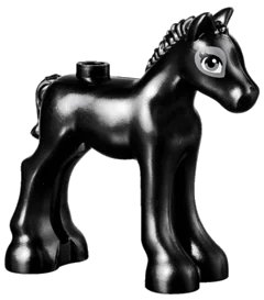 LEGO onderdeel Horse, Friends, Foal with Dark Bluish Gray and White Eyes with 2 Eyelashes Pattern (11241pb03)