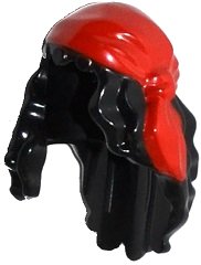LEGO part Minifigure, Hair Female Mid-Length with Part over Front of Right Shoulder with Red Cloth Wrap / Bandana Pattern 11254pb02