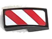 LEGO onderdeel Schuin, Gebogen 2 x 1 x 2/3 met Rood en Wit Gevarensstrepen (Rood en Wit Hoeken) Patroon Model Linkerkant (Sticker) - Sets 60081 / 60083 / 60107 11477pb015L