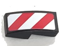 LEGO part Slope, Curved 2 x 1 x 2/3 with Red and White Danger Stripes (Red and White Corners) Pattern Model Right Side (Sticker) - Sets 60081 / 60083 / 60107 11477pb015R
