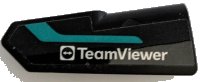 LEGO part Technic, Panel Fairing #22 Very Small Smooth, Side A with White 'TeamViewer' Logo and Dark Turquoise Stripe Pattern (Sticker) - Set 42165 11947pb103