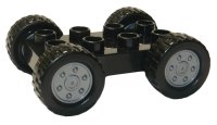 LEGO part Duplo Car Base 2 x 4 with Fixed Axles, Black Tires, and Flat Silver Wheels 12591c01