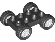 LEGO onderdeel Duplo Car Base 2 x 4 with Fixed Axles, Black Tires, and White Wheels 12591c05