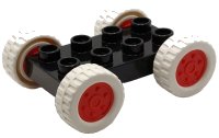 LEGO part Duplo Car Base 2 x 4 with Fixed Axles, White Tires and Red Wheels 12591c07