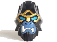 LEGO part Large Figure Head Modified Chima Gorilla with Blue Eyes with Gold Outline Pattern 13691pb01