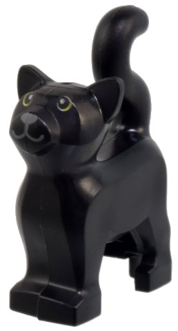 LEGO onderdeel Cat, Standing with Lime Eyes and Dark Bluish Gray Nose and Mouth Pattern (Thackery Binx) (13786pb10)