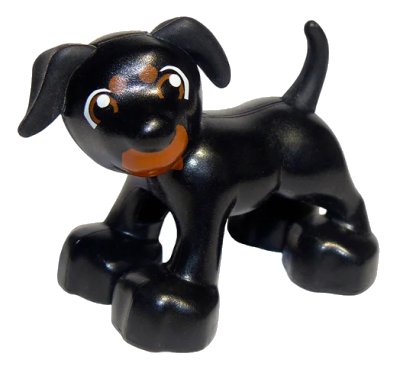 LEGO onderdeel Duplo Dog with Dark Orange Eyes, Spots, and Mouth Pattern (1396pb02)