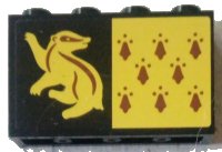 LEGO onderdeel Panel 1 x 4 x 2 with Side Supports - Hollow Studs with 8 Red Spires and Yellow Badger on Black Background Pattern (Sticker) - Set 75956 14718pb014