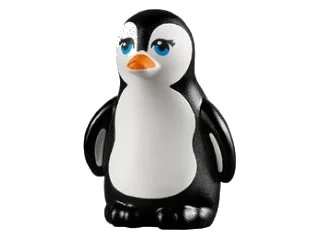 LEGO onderdeel Penguin, Friends with Molded White Face and Stomach and Printed Dark Azure Eyes and Orange Beak Pattern (14733pb01)