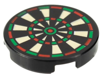 LEGO onderdeel Tile, Round 2 x 2 with Bottom Stud Holder with Dart Board Pattern (14769pb024)