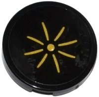LEGO part Tile, Round 2 x 2 with Bottom Stud Holder with Cushion with Gold Button Pattern (Sticker) - Set 41135 14769pb109