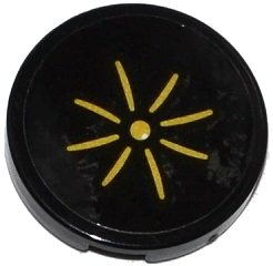 LEGO onderdeel Tile, Round 2 x 2 with Bottom Stud Holder with Cushion with Gold Button Pattern (Sticker) - Set 41135 (14769pb109)