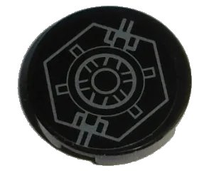 LEGO onderdeel Tile, Round 2 x 2 with Bottom Stud Holder with SW Hexagon with Circles Pattern (Sticker) - Set 75101 (14769pb125)