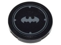 LEGO part Tile, Round 2 x 2 with Bottom Stud Holder with Silver Batman Logo with Circles Border Pattern (Sticker) - Set 70905 14769pb175