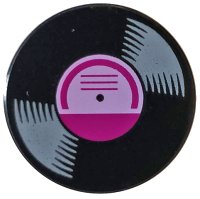 LEGO part Carreau, Rond 2 x 2 avec Porte-Goujot du Bas avec Motif Disque Vinyle avec Étiquette Magenta 14769pb244