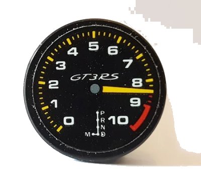 LEGO onderdeel Tile, Round 2 x 2 with Bottom Stud Holder with Tachometer on Redline Pattern (Sticker) - Set 42056 (14769pb299)