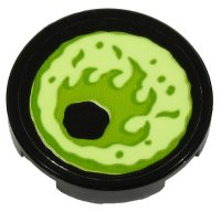 LEGO onderdeel Tegel, Rond 2 x 2 met Onderkant Studs Houder met Geelgroen Oog op Zwarte Achtergrond Patroon Model Linkerkant (Sticker) - Set 70432 14769pb310L