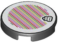 LEGO part Tile, Round 2 x 2 with Bottom Stud Holder with Super Mario Scanner Code Spike Pattern (Sticker) - Set 71413 14769pb587