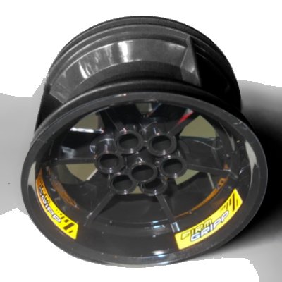 LEGO part Wheel 56mm D. x 34mm Technic Racing Medium, 6 Pin Holes with Yellow 'FIRM GRIPP' Pattern (3 Stickers) - Set 42039 (15038pb02)