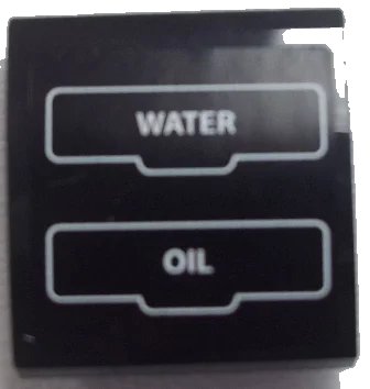 LEGO onderdeel Slope, Curved 2 x 2 x 2/3 with 'WATER' and 'OIL' with White Outline Pattern (Sticker) - Set 60052 (15068pb007)