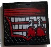 LEGO part Slope, Curved 2 x 2 x 2/3 with Red Sash, Silver and Red Armor, and 2 Red Tassels Pattern Model Left Side (Sticker) - Set 70669 15068pb172L