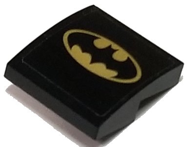 LEGO onderdeel Slope, Curved 2 x 2 x 2/3 with Gold Batman Logo Pattern (Sticker) - Set 76056 (15068pb190)