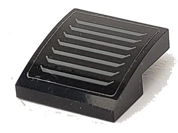 LEGO onderdeel Slope, Curved 2 x 2 x 2/3 with Dark Bluish Gray Vents Pattern (Sticker) - Set 60160 (15068pb294)