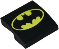LEGO onderdeel Schuin, Gebogen 2 x 2 x 2/3 met Vleermuis op Geel Ovaal Batman Logo Patroon 15068pb605