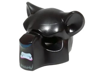 LEGO onderdeel Minifigure, Headgear Mask Feline with Dark Blue Nose, Fangs and Gray Fur Pattern (15084pb05)
