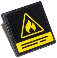 LEGO onderdeel Road Sign 2 x 2 Square with Open O Clip with Yellow Flammable Danger Triangle and Black Lines Pattern (Sticker) - Set 60107 15210pb009