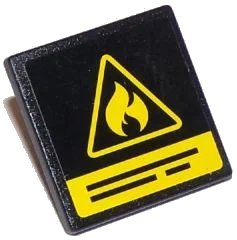 LEGO onderdeel Road Sign 2 x 2 Square with Open O Clip with Yellow Flammable Danger Triangle and Black Lines Pattern (Sticker) - Set 60107 (15210pb009)